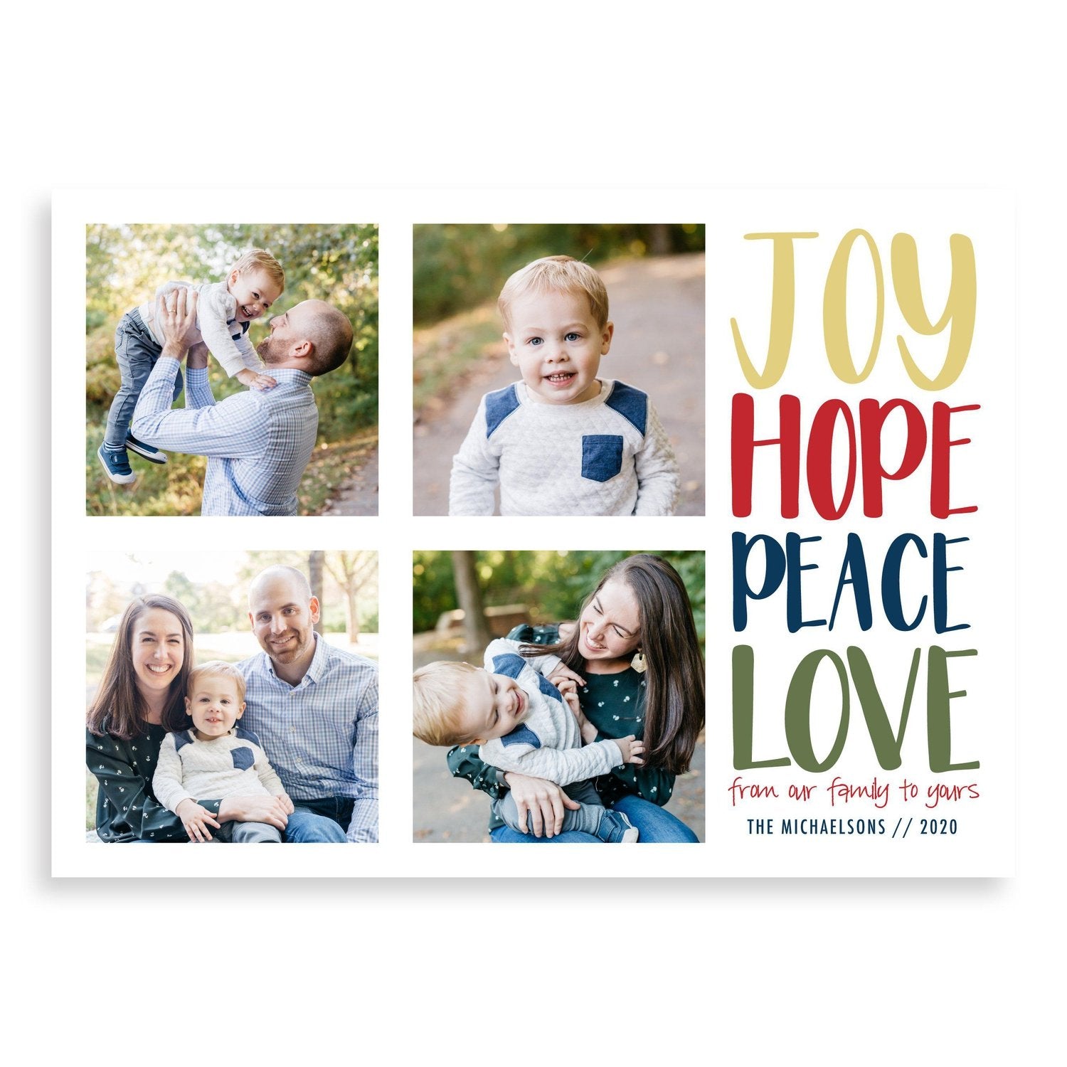 Joy, Hope, Peace, Love Christmas Cards